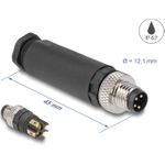 Delock M8 Steckverbinder A-kodiert 4 Pin Stecker zur Montage mit Schraubanschluss (60530)