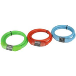 FISCHER Kabel-Fahrradschloss, Länge: 650 mm, sortiert Spiralschloss mit 4-fach Zahlenwalze, bis zu 10.000 frei - 1 Stück (85896)