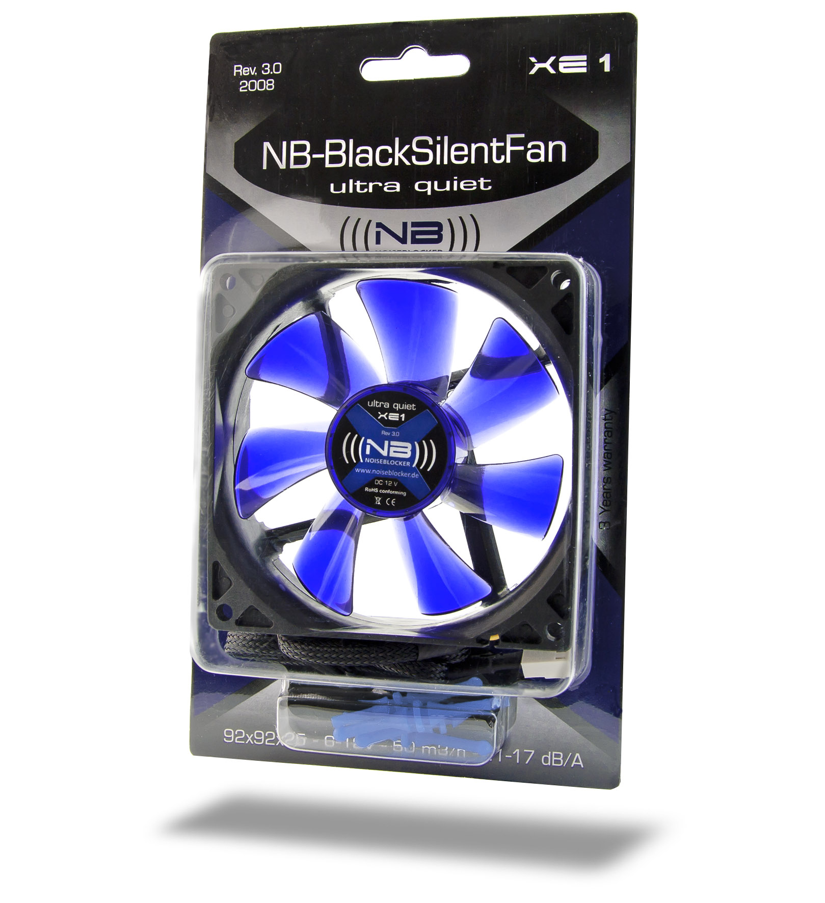 Noiseblocker BlackSilent XE1 Rev. 1.0 Gehäuselüfter Schwarz, Blau