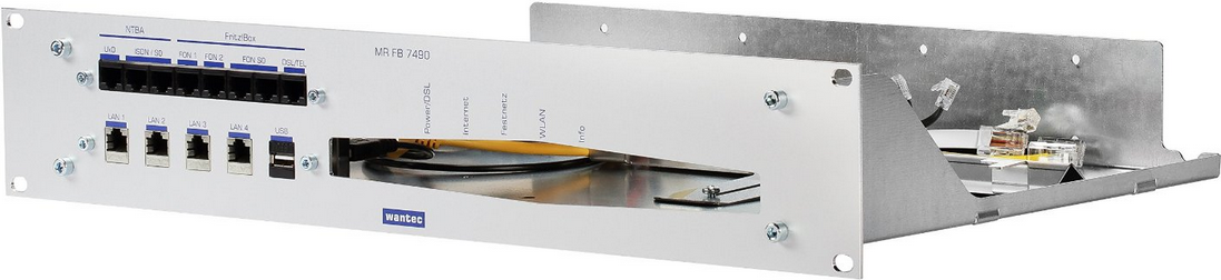 Wantec 2090 Patch Panel 2U 19" RJ-45 USB Typ A Silber