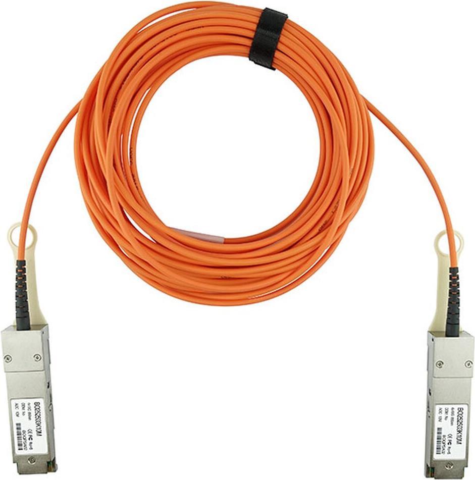 BlueOptics© BO252503K1M Aktives Optisches Kabel, 4 Kanal QSFP, 40GBASE-SR4, 1 Meter, Multimode 50/125µm, OM2, Markenfaser, orange, rund 3.0mm Tube (BO252503K1M-BO)