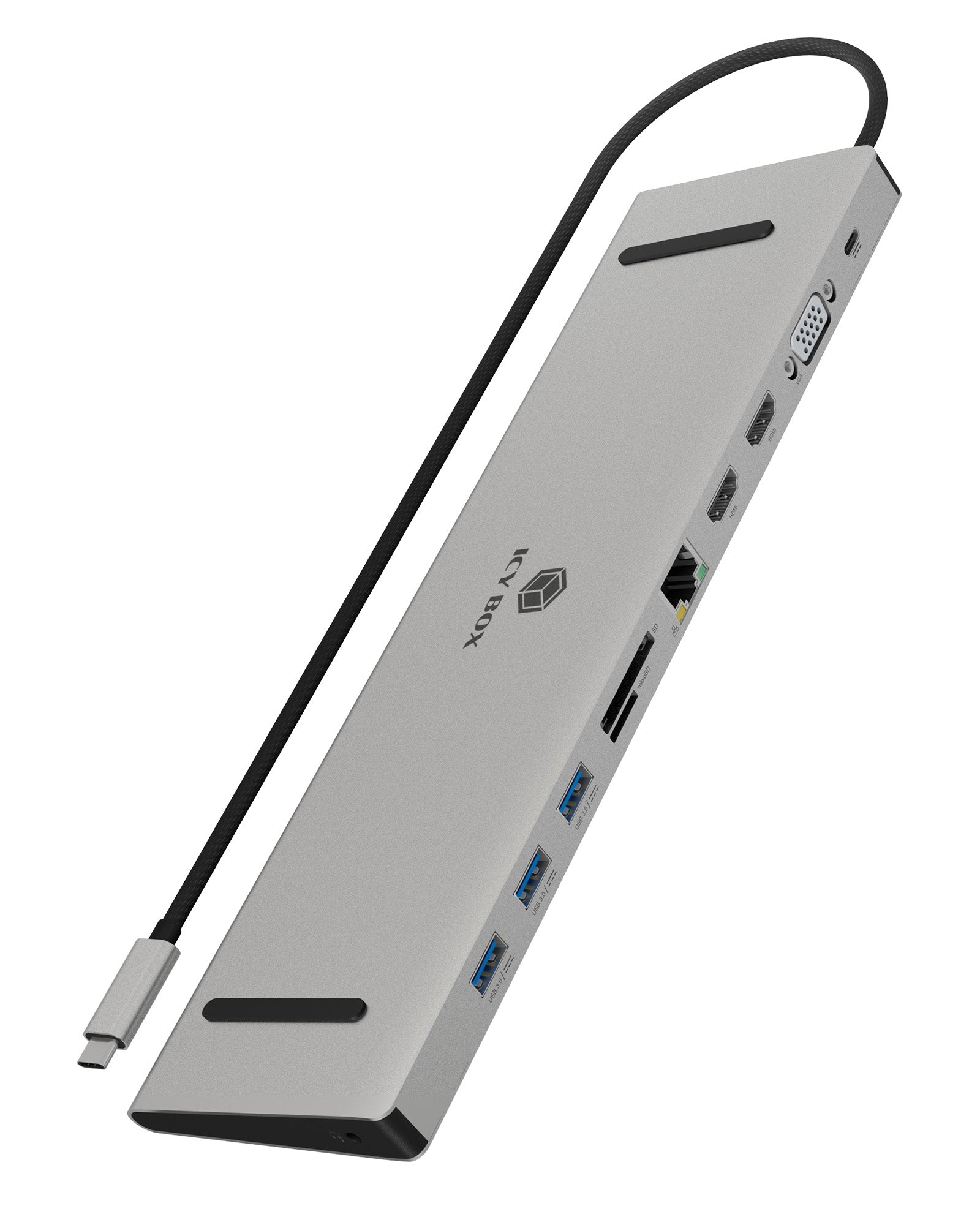 ICY BOX IB-DK2106a-CPD Dockingstation USB-C 11-in-1 mit Power Delivery Anthrazit, Schwarz