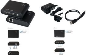 USB 2.0 Extender mit integriertem 4-Port USB 2.0 Hub und Netzteil, LogiLink® [UA0230] (UA0230)