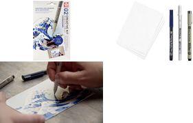 SAKURA Kreativ-Set Große Welle von Kanagawa Inhalt: Fineliner Pigma Micron 03 (schwarz), Gelschreiber - 1 Stück (POAK3C)