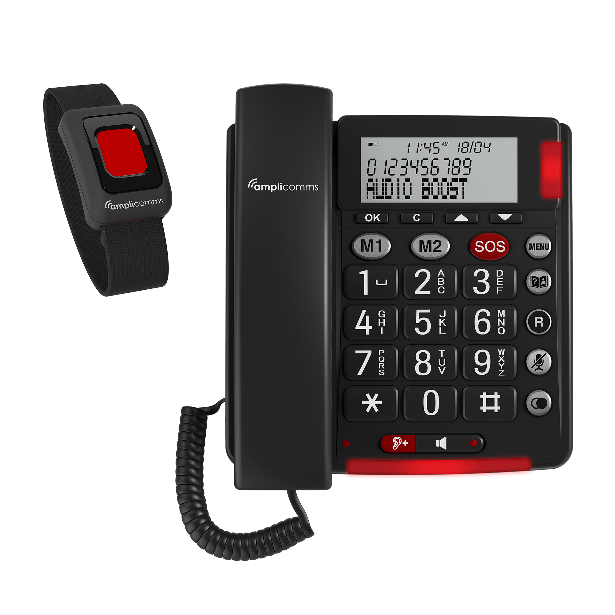 Amplicomms BigTel 50 Alarm Plus Schnurgebundenes Analogtelefon Dunkelgrau