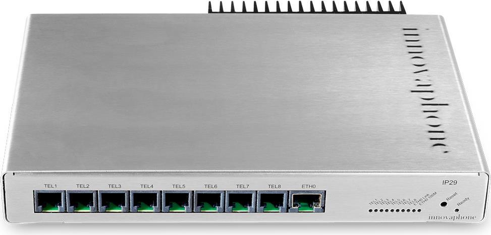 innovaphone IP29-8 VoIP Gateway für 8 analoge Nebenstellen, POE VoIP Gateway zum Anschluss von Acht analogen Nebenstellen (RJ11). Unterstützt den Sprach-Codec Opus (HD-Voice bei geringer Bandbreite). Stromversorgung über PoE. (01-00029-005)