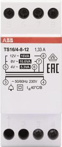 Klingeltransformator 16VA TS16/4-8-12 (2CSM228625R0812)