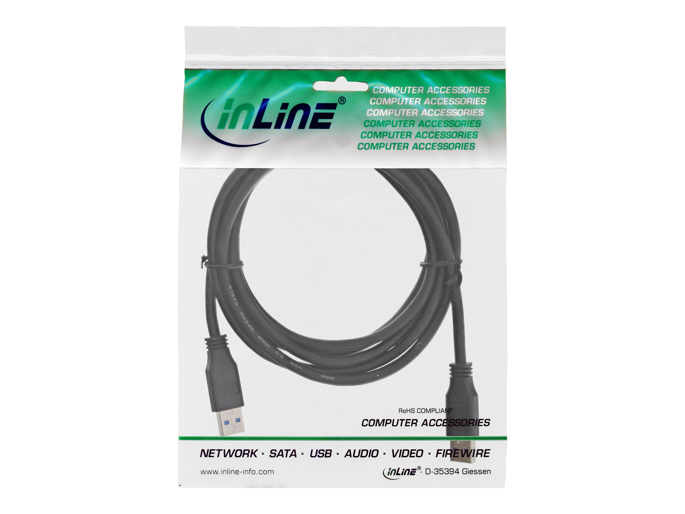 InLine USB-Kabel USB Typ A zu USB Typ A 3 m Schwarz