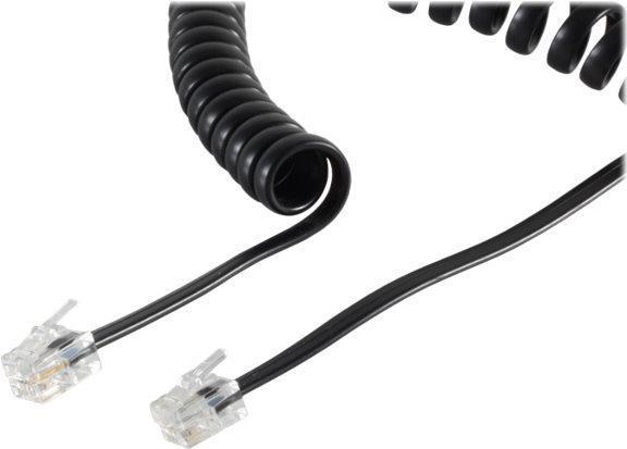Hörerkabel gewendelt 4 m Western/Western 4/4 schwarz TC 70135 / 68002