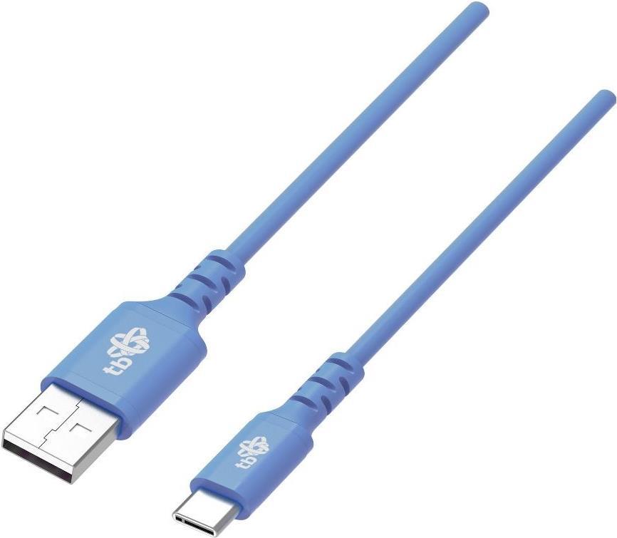 USB-USB-C 1 m langes, blaues Schnellladekabel aus Silikon