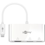 Goobay USB-C™ Multiport-Adapter VGA+DP+HDMI™, 1 Stk. im Polybeutel, Weiß, 0.14 m - erweitert ein USB-C™-Gerät um einen HDMI™-, einen DisplayPort und einen VGA-Anschluss (52412)