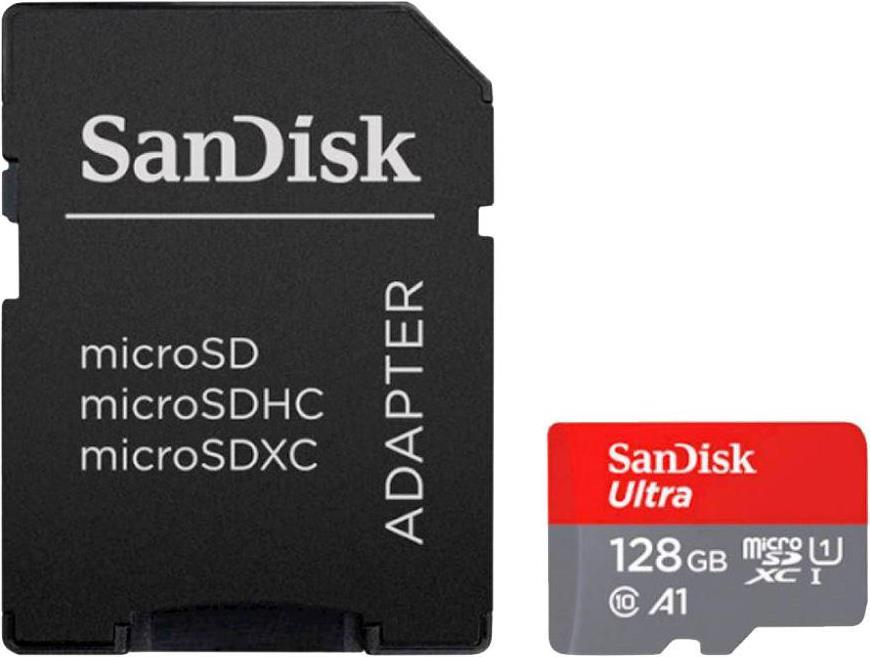 SanDisk Ultra Flash-Speicherkarte (microSDXC-an-SD-Adapter inbegriffen) (SDSQUAB-128G-GN6IA)
