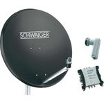 SCHWAIGER SAT Anlage 80 cm 6 Teilnehmer Quattro-LNB (ohne Switch) Anthrazit mit Multischalter 5/6