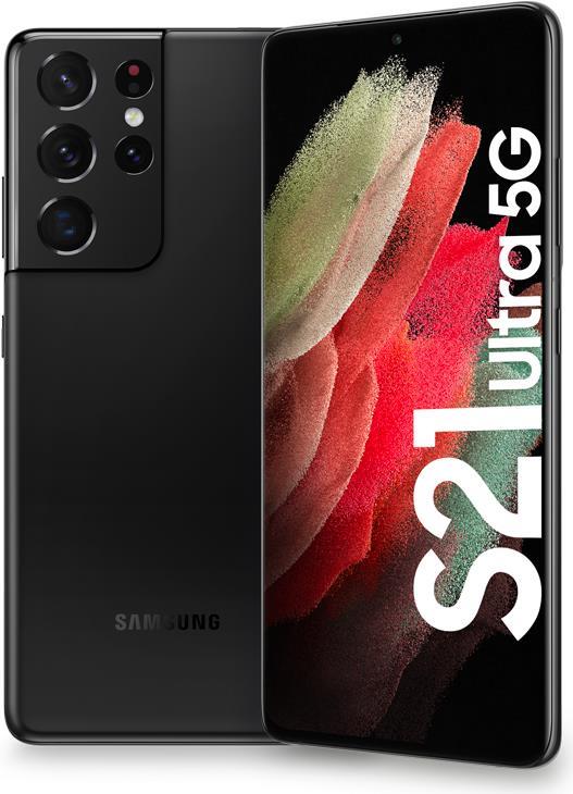 Samsung Galaxy S21 Ultra 5G Smartphone Dual-SIM NR 128 GB 6.8" 3200 x 1440 Pixel 515 ppi pro"  Infinity-O Dynamic AMOLED 2X RAM 12 40 MP Frontamera 4x x Rückkamera Android Phantomschwarz (SM-G998BZKDEUE) (SM-G998BZKDEUE)