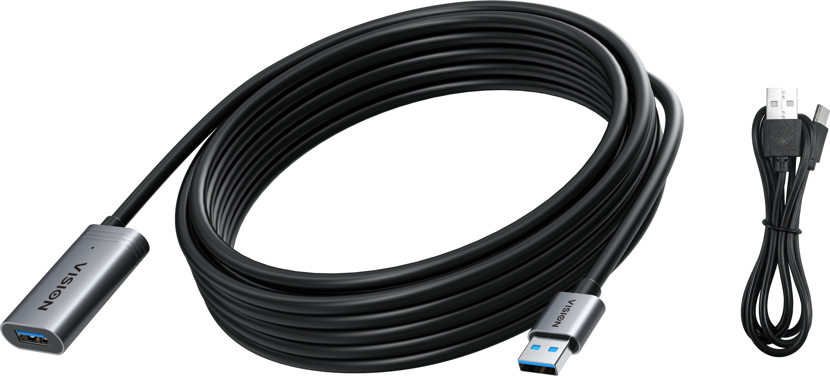 VISION TC 5MUSB3.0EXT+/BL USB 3.0 Verlängerungskabel 5 m USB-A M/W Schwarz Silber