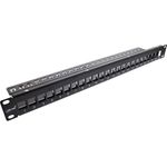 InLine® Patchfeld 24-fach, Keystone Snap-In Leerblech Patchpanel, 48,26cm (19"), 1HE, schwarz (76824H)