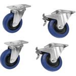 ROADINGER Set Lenkrollen 100mm blau 2x RD-100 + 2x RD-100B mit Bremse (20000700)