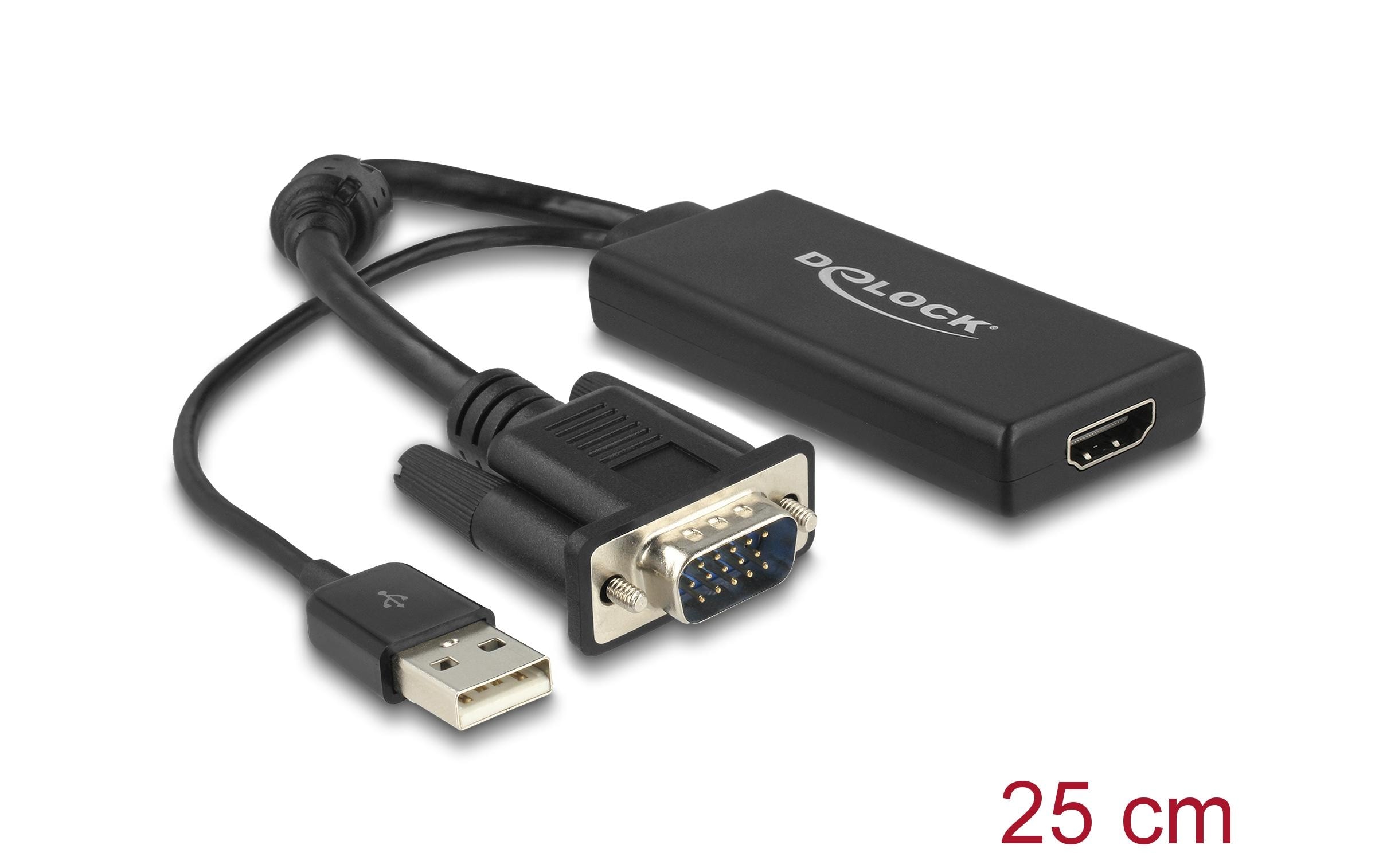Delock VGA zu HDMI Adapter mit Audio Schwarz