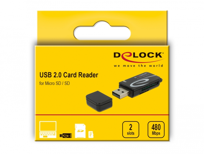Delock Mini USB 2.0 Kartenleser SD und microSD Schwarz