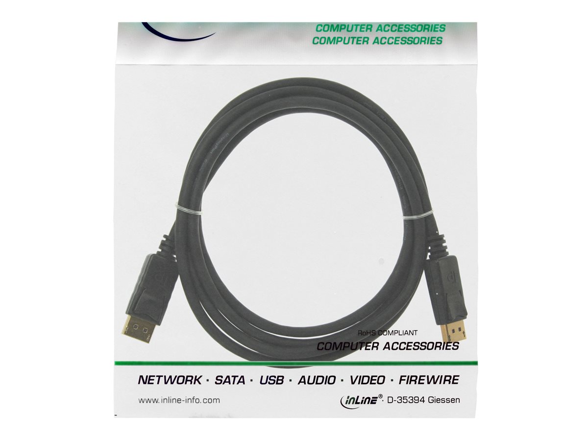 InLine 17133P DisplayPort-Kabel DisplayPort 1.2 0,3 m 4K Schwarz