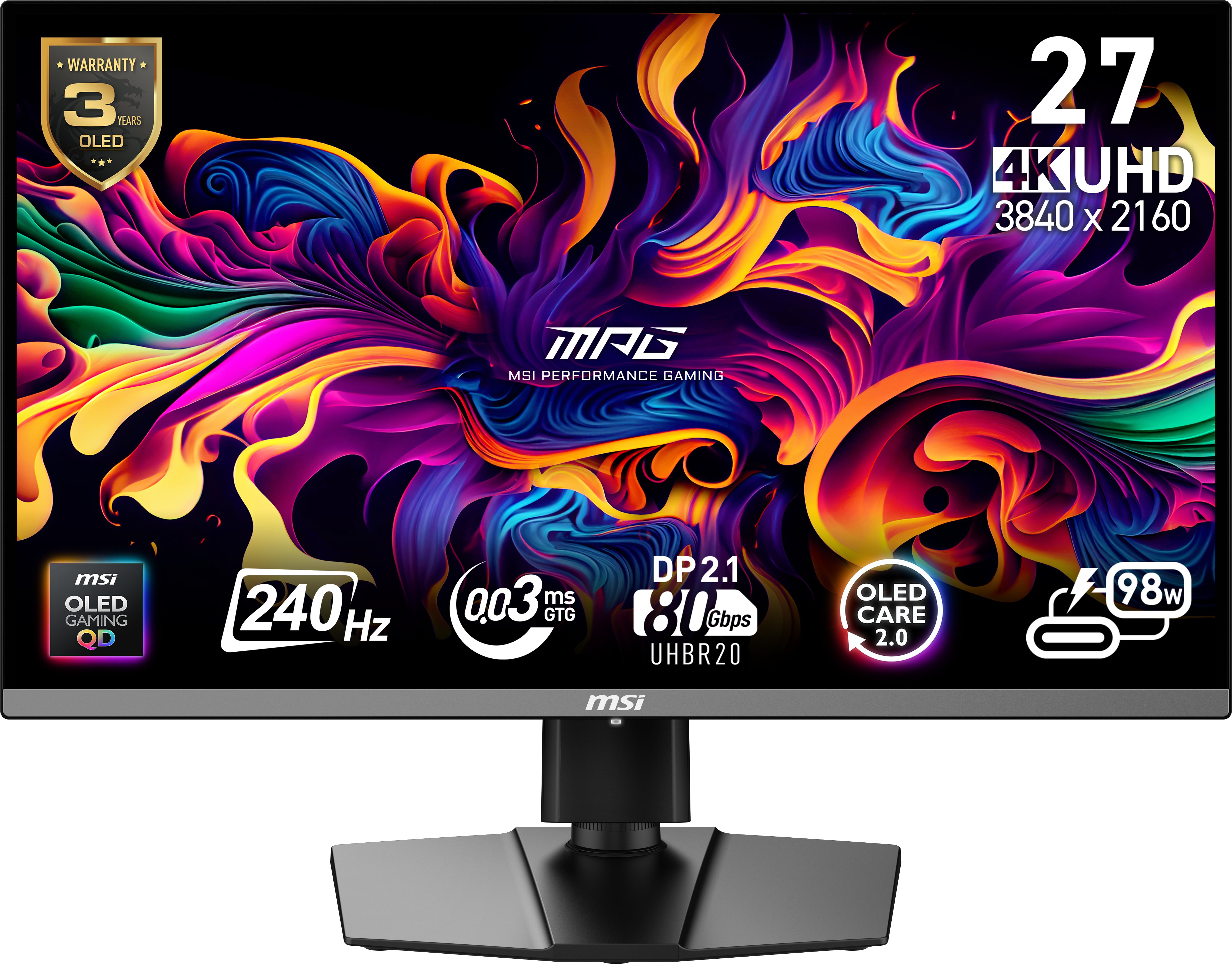 MSI MPG 272URX QD-OLED Monitor 26,5" 4K Ultra HD 240 Hz Schwarz