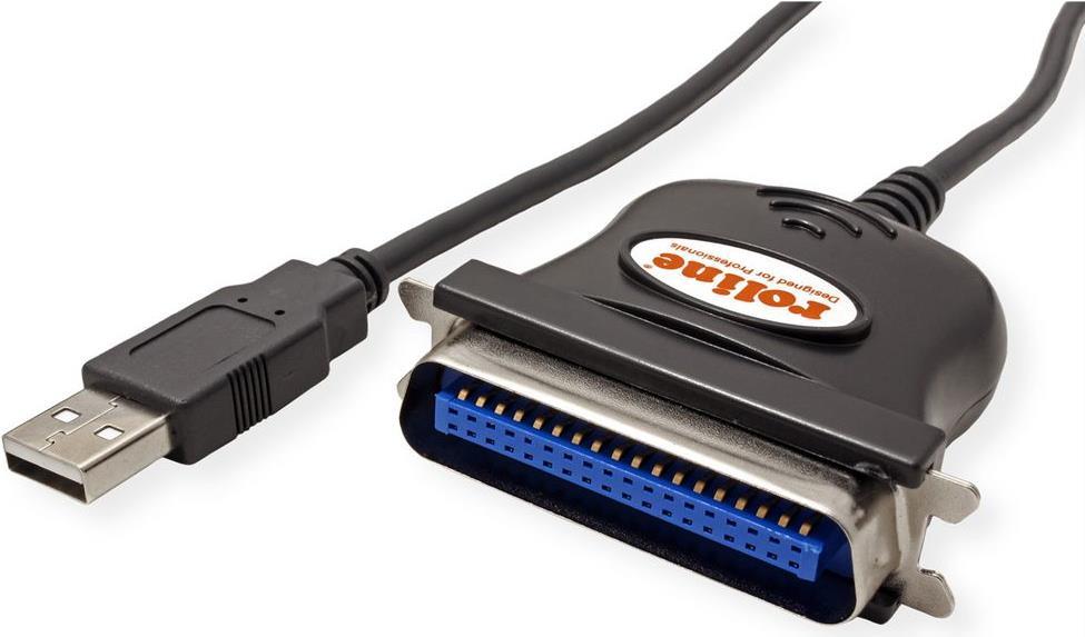 ROLINE 12.02.1092 Kabeladapter IEEE 1284 USB-A Schwarz (12.02.1092)