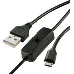 Renkforce Strom-Kabel Raspberry Pi [1x USB 2.0 Stecker A - 1x USB 2.0 Stecker Micro-B] 1.00 m Schwarz inkl. Ein/Aus-Schalter (RF-4495300)