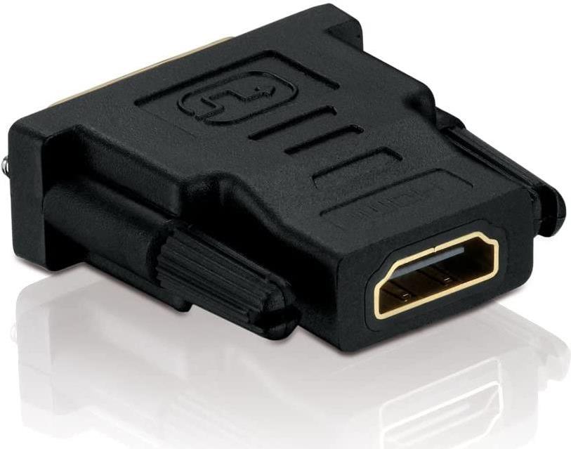 HERWECK Helos Adapter, DVI St./HDMI Bu., FULL HD, BASIC, schwarz  DVI/HDMI 1080p Adapter mit vergold