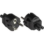 Stromadapter Schutzkontakt-Stecker Typ E+F (CEE 7/7, gerade) an Kleeblatt-Buchse C5 (gerade), schwarz, Good Connections® (PA-0005S)