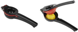 APS Limetten- und Zitronenpresse, schwarz/rot aus Aluminium-Druckguss, Maße: (B)70 x (T)210 x (H)50 mm - 1 Stück (93214)
