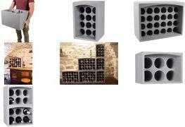 EDA Flaschenregal, für 12 Flaschen, aus Polystyren, grau Maße: (B)350 x (T)295 x (H)500 mm, zur liegenden - 1 Stück (010710)