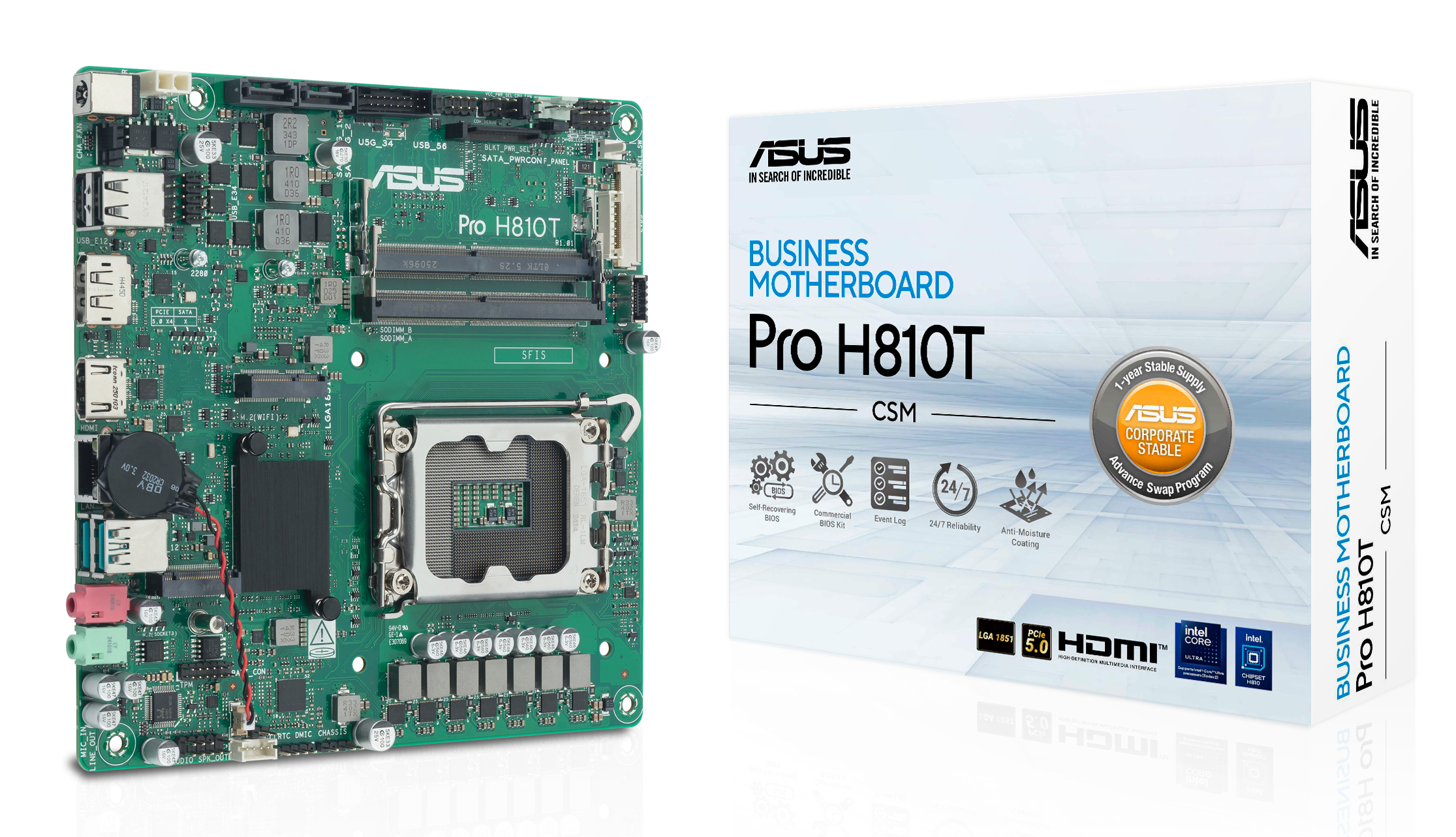 ASUS PRO H810T-CSM Motherboard Thin Mini ITX LGA1851 Intel H810