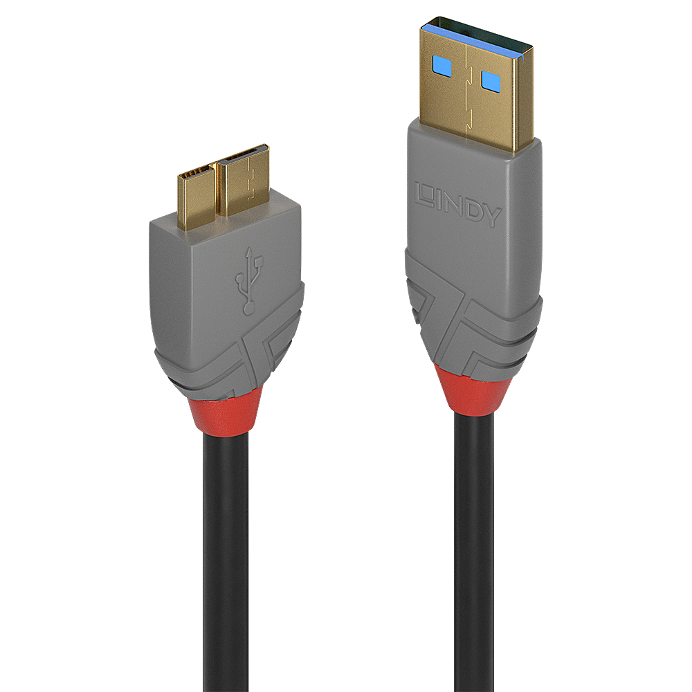 Lindy 0.5m USB 3.2 Typ A an Micro-B Kabel, 5GBit/s, Anthra Line USB Typ A Stecker an Micro-B Stecker (36765)