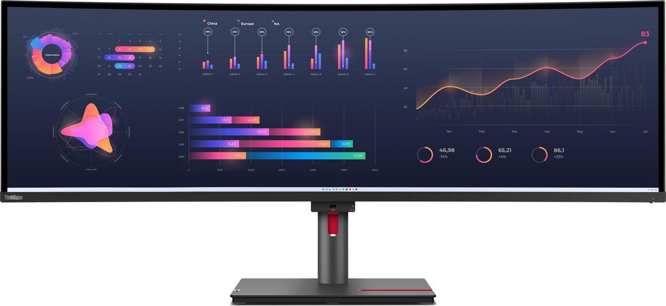 LENOVO ThinkVision P49w-30 124,46cm 49Zoll IPS 5120x1440 32:9 60Hz 350cd/m2 4ms 2x HDMI DP 4xUSB 3.2 G1 USB-C 3.2 G1 USB-B 3.2 G1 TS (63DBRAT1EU)