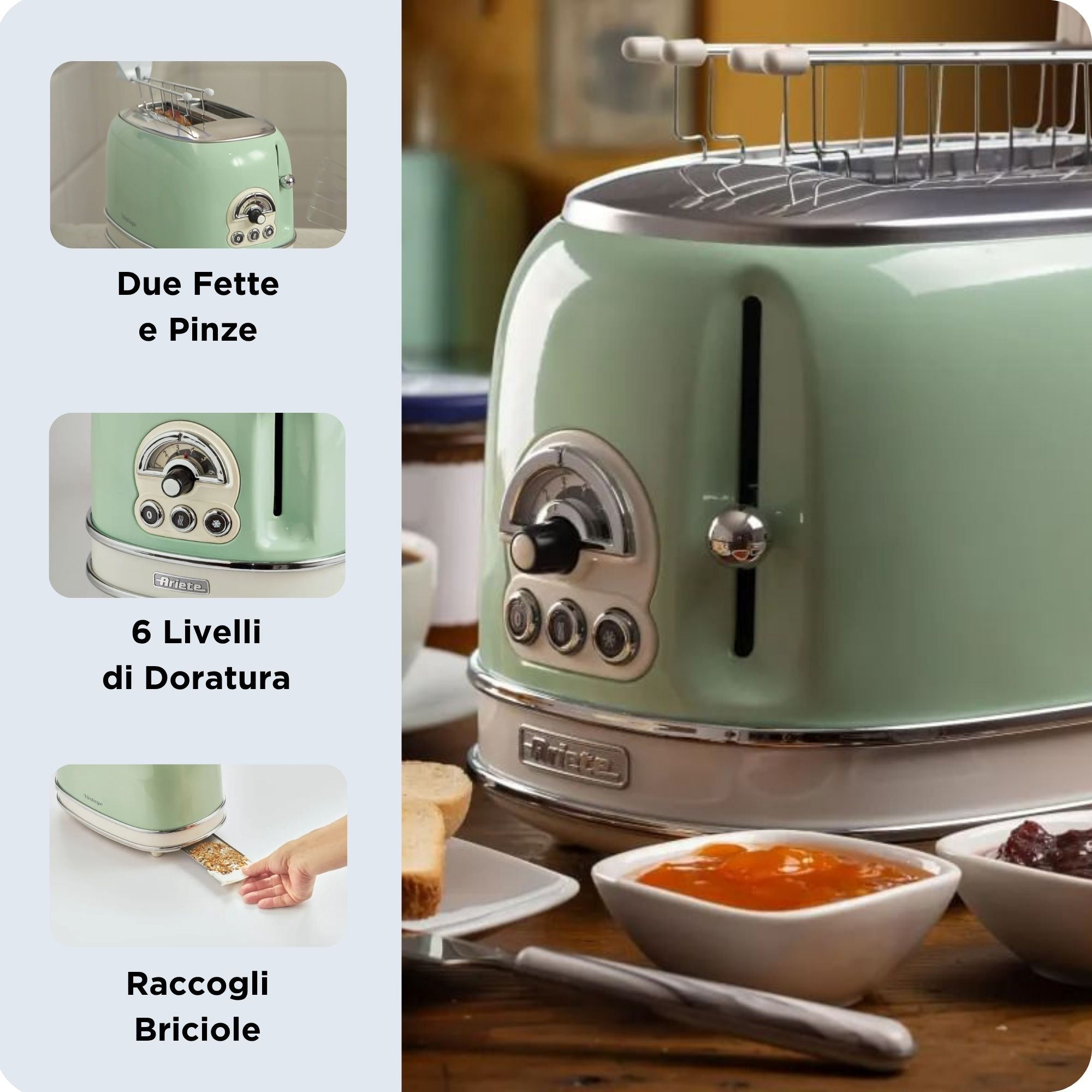 Ariete Vintage 155 2 Scheiben 810 W Grün