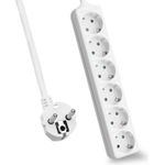 Helos Steckdosenleiste CLASSIC, 6-fach, weiß, 3,0m, ohne Schalter Robustes klassisches Design , 3,0m Zuleitung , Leiterquerschnitt: 1,5 mm² , Kabeltyp: H05VV-F 3G1.5mm , ohne Schalter , 6 Schutzkontaktsteckdosen 45° gedreht , mit Berührungsschutz , belastbar bis zu 16 A/230V (4000 Watt) , VDE, CE und GS-Zertifiziert , Farbe: weiß (262794)