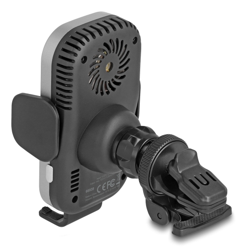 Delock Kfz-Halterung für induktives Laden, Qi, 15 W, mit Lüfter, Schwarz/Grau