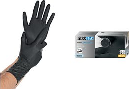 HYGOSTAR Nitril-Handschuh "POWER GRIP LONG", M, schwarz puderfrei, Länge: 300 mm, beidseitig tragbar, innenseitige - 1 Stück (270958)