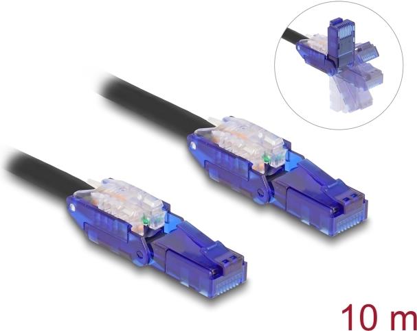 Delock RJ45 Netzwerkkabel Cat.6 UTP mit 180° winkelbaren Steckern schwarz 10 (80931)