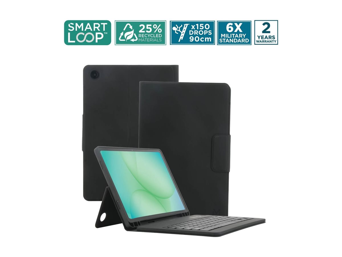 Mobilis Element Tastatur und Foliohülle für Samsung Galaxy Tab A11+ und Tab A9+ 11" Bluetooth AZERTY Schwarz