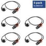ACT Powercord CEE 7/7 male (angled) - C13 IEC Lock+ black 2 m, EL332S, 5-pack (AK5326)