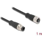 Delock M12 Kabel D-kodiert 4 Pin Stecker zu Buchse PVC 1 m (80844)