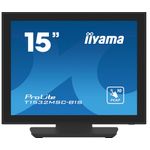 iiyama ProLite T1532MSC-B1S, 38,1cm (15"), Projected Capacitive, Kit (USB), schwarz Touchmonitor (4:3), 38,1 cm (15"), Projected Capacitive, Auflösung: 1024x768 Pixel, VESA Mount (100x100 mm), Lautsprecher, Reaktionszeit: 8ms, Helligkeit 350cd, Blickwinkel 176/176°(H/V), Kontrast: 800:1, VGA, Display-Port, HDMI, inkl.: Kabel (USB, Audio, HDMI, Display Port), Netzkabel, QSG, schwarz (T1532MSC-B1S)