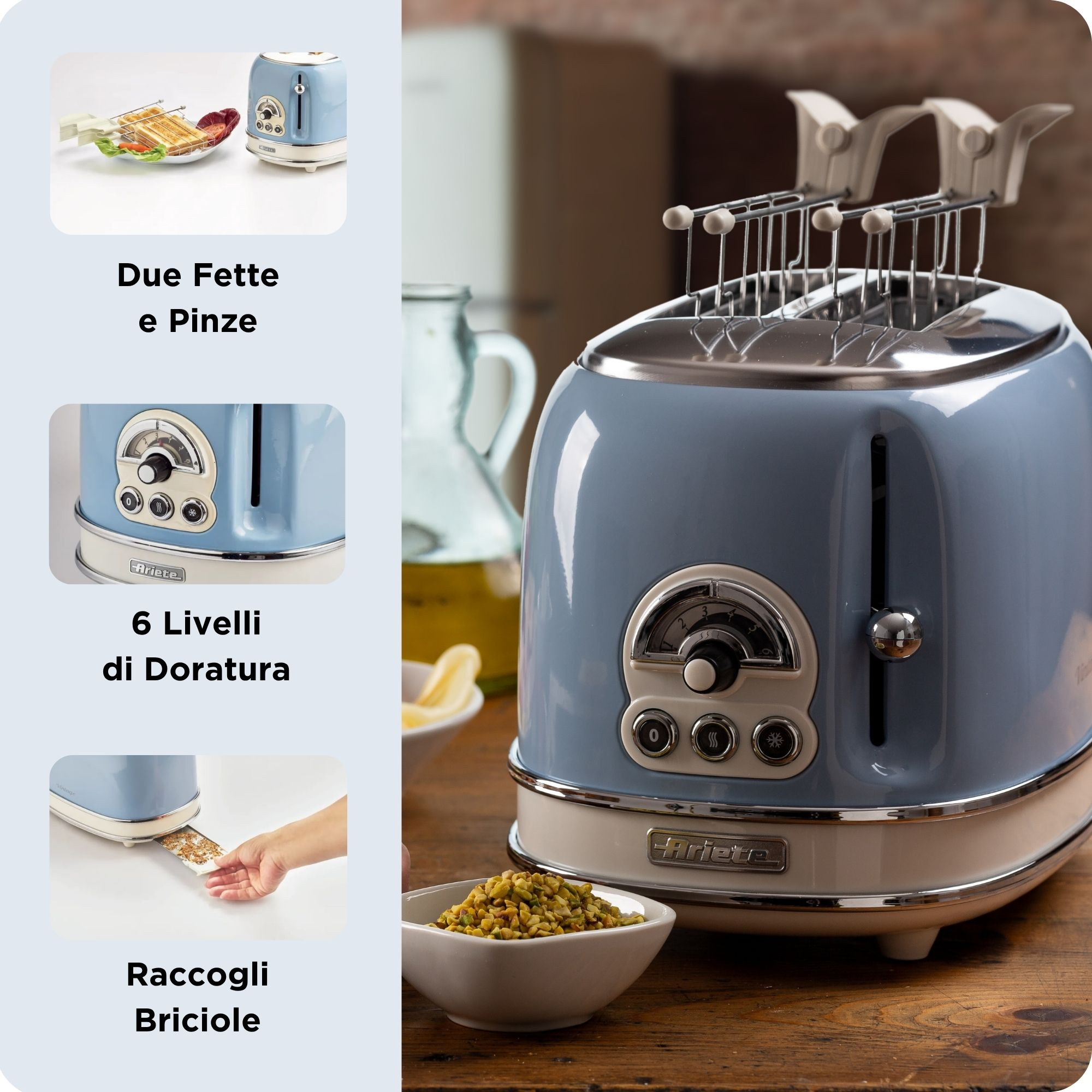 Ariete Vintage 155 Toaster 2 Scheiben 810 W Blau