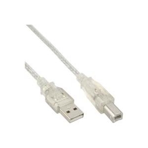 InLine® USB 2.0 Kabel, A an B, transparent, 5m (34555T)