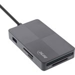InLine® USB 3.2 Multi Cardreader Hub, SD/TF/MS/XD/CF, 3-Port USB-A, Dual (66772F)
