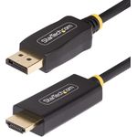 StarTech.com 3,3ft (1m) DisplayPort to HDMI Adapter Cable, 4K 60Hz with HDR, DP to HDMI 2,0b, Active Video Converter, DisplayPort Desktop to HDMI Monitor, M/M (3F-DP-HDMI-4K60-HDR)