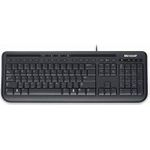 Microsoft WIRED KEYBOARD 600 BLACK Schwarz, French , USB, ultraflach, kurzer Hub, Spritzwasserschutz, 5 Sondertasten, Hotkeys, Taschenrechnertaste, sanft geneigter Tastenblock, klassisches Tastaturlayout, Plug and Play (ANB-00007)