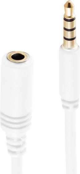 shiverpeaks ® BASIC-S--Klinkenverlängerung, 4-pol. 3,5mm Stecker auf Buchse, vergoldete Kontakte, Stecker A.D. 6,2mm, weiß, 0,5m (BS33110)