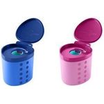 FABER-CASTELL Spitzdose Grippy, pink mit Schneidschutz, kindersicher, mit "Click" beim - 1 Stück (181795)